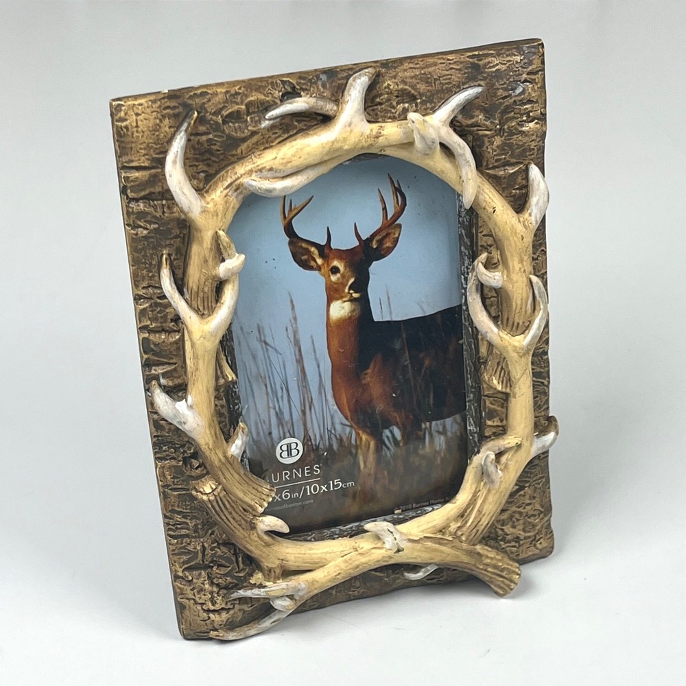 Burnes of Boston Faux Antler Rustic 4x6 Picture Frame Cabin Lodge Decor Brown